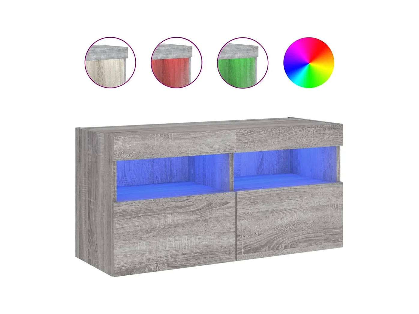 Ølstykke  Meuble TV mural avec lumières LED sonoma gris 80x30x40 cm