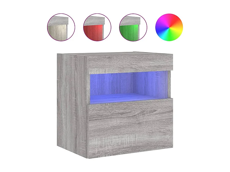 Ølstykke  Mueble de TV de pared con luces LED gris Sonoma 40x30x40 cm