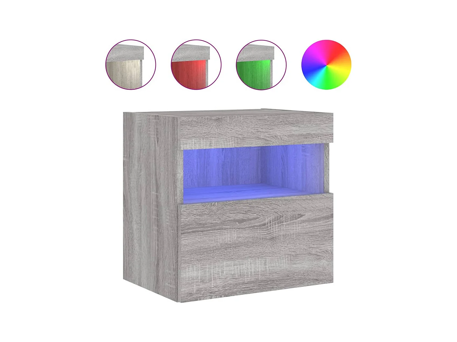 Ølstykke  Meuble TV mural avec lumières LED sonoma gris 40x30x40 cm