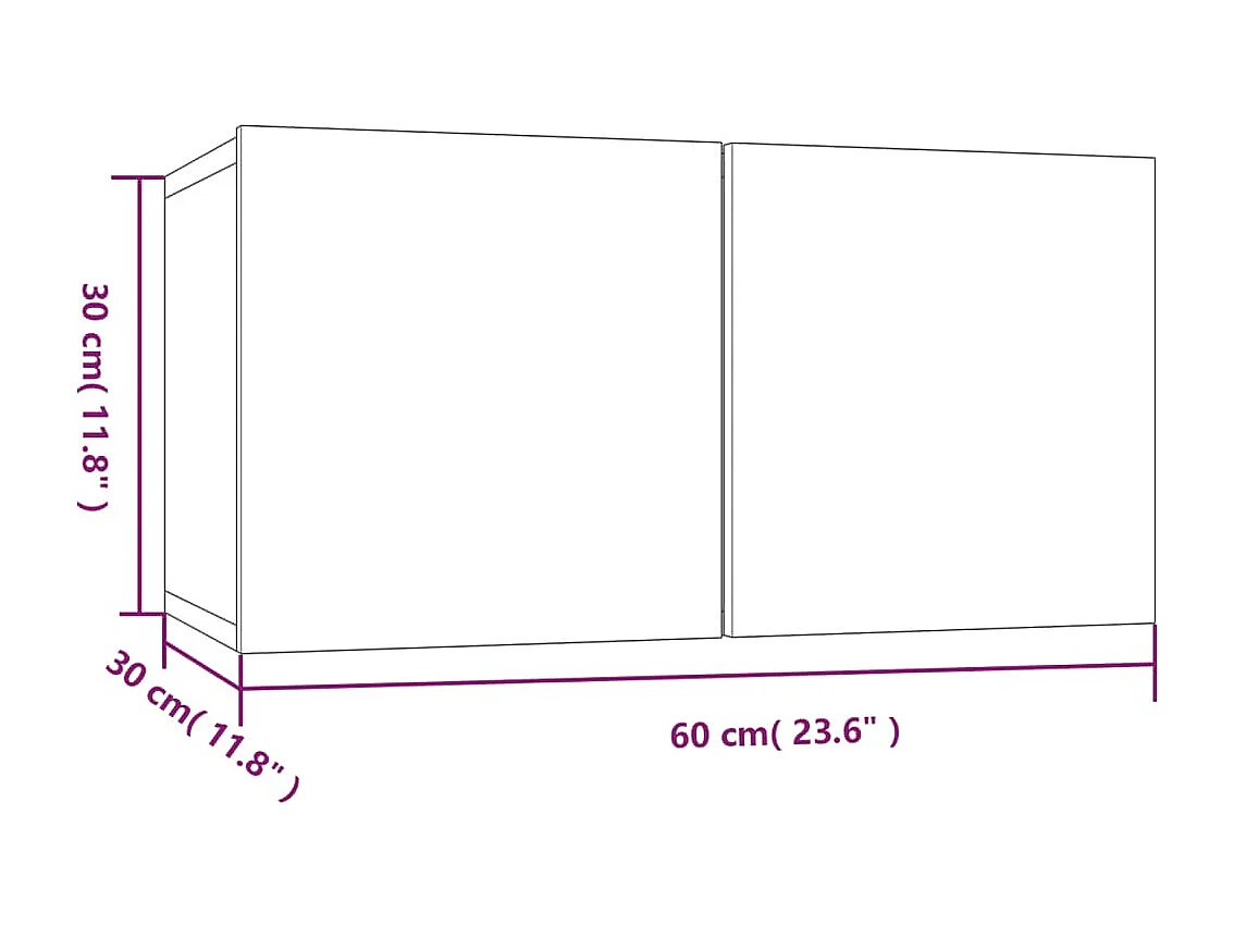 Assumption  Tv-meubelen 4 st 60x30x30 cm bewerkt hout grijs sonoma eiken