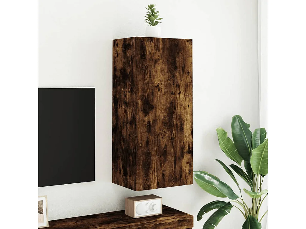 Chaffee  Meuble TV mural chêne fumé 40,5x30x90 cm bois d'ingénierie