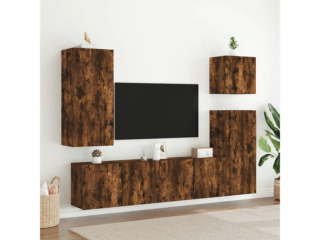 Chaffee  Meuble TV mural chêne fumé 40,5x30x90 cm bois d'ingénierie
