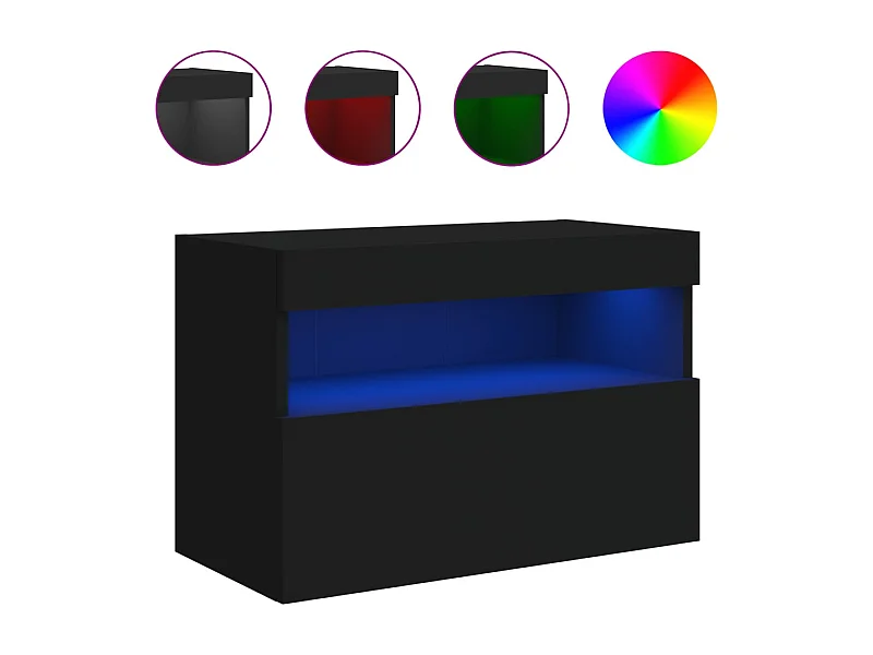 Ølstykke  Mueble de TV de pared con luces LED negro 60x30x40 cm