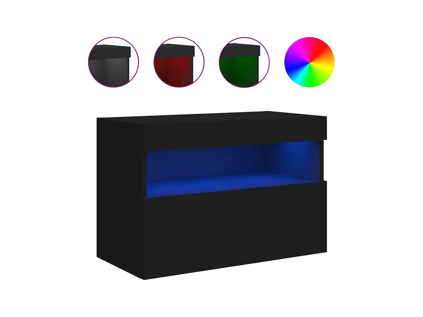 Ølstykke  Meuble TV mural avec lumières LED noir 60x30x40 cm