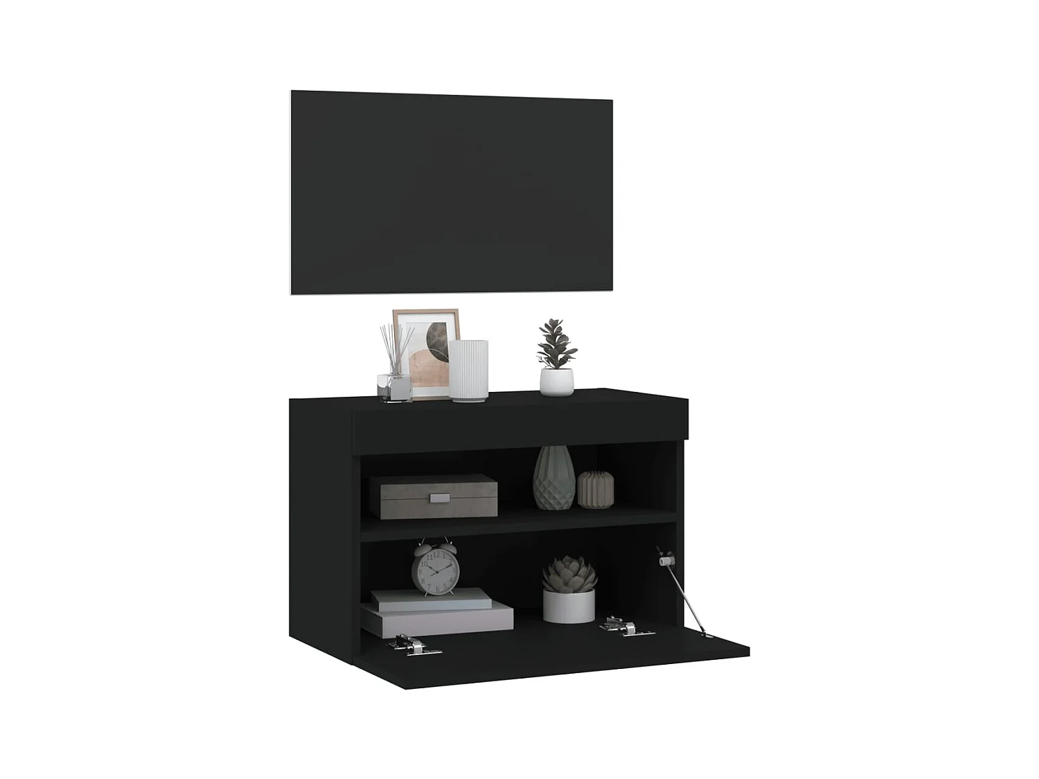 Ølstykke  Meuble TV mural avec lumières LED noir 60x30x40 cm