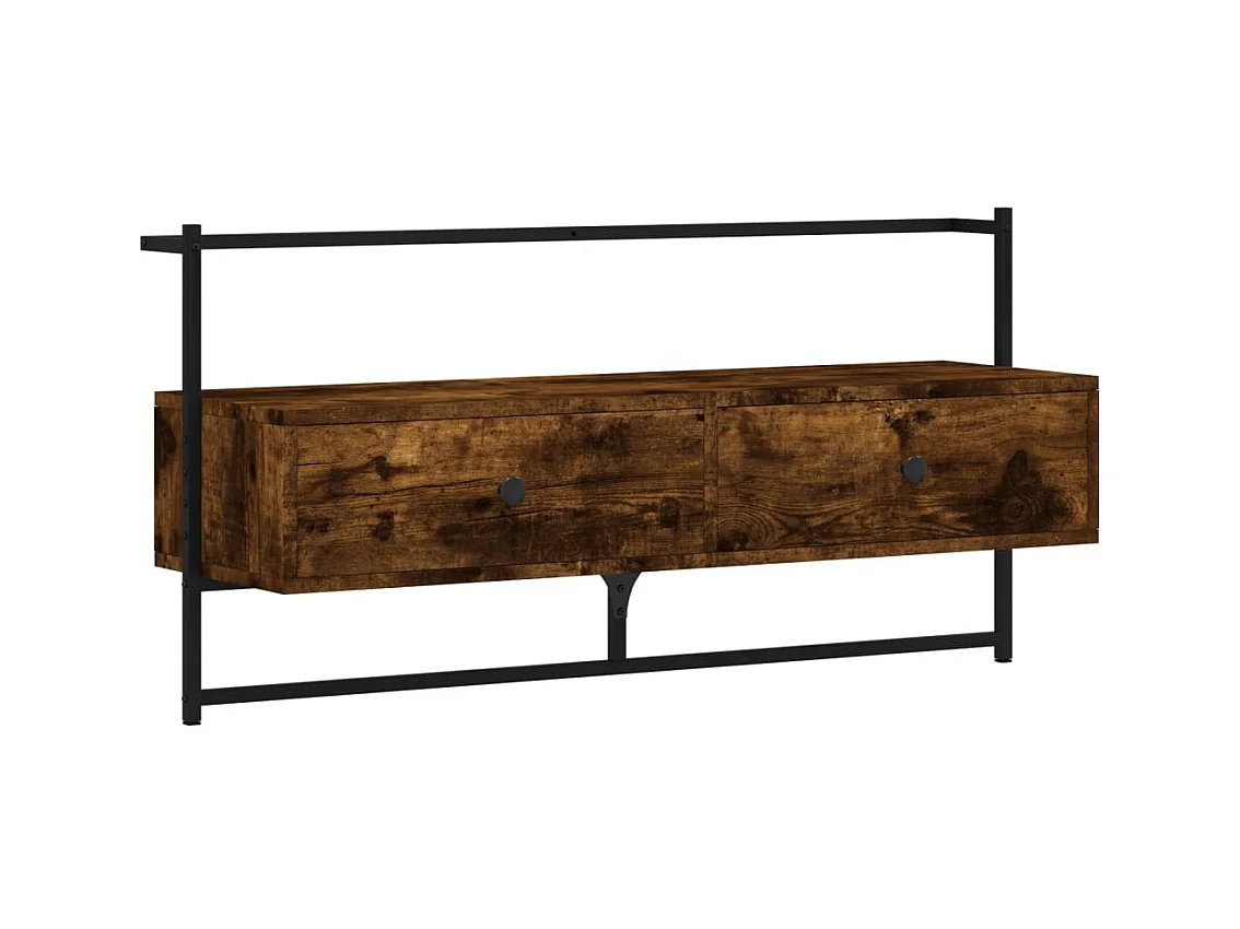Randers  Meuble TV mural chêne fumé 100,5x30x51 cm bois d'ingénierie