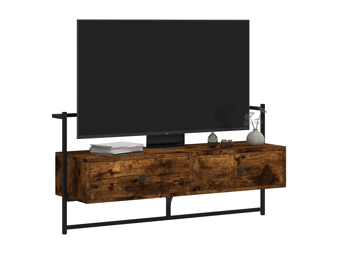Randers  Meuble TV mural chêne fumé 100,5x30x51 cm bois d'ingénierie