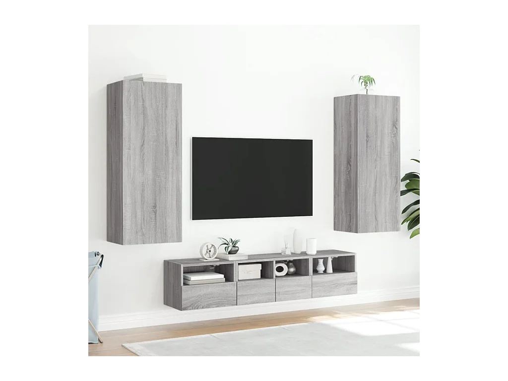 Chaffee  Meuble TV mural sonoma gris 40,5x30x102 cm bois d'ingénierie