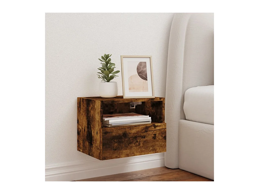 Sil  Meuble TV mural chêne fumé 40x30x30 cm bois d'ingénierie