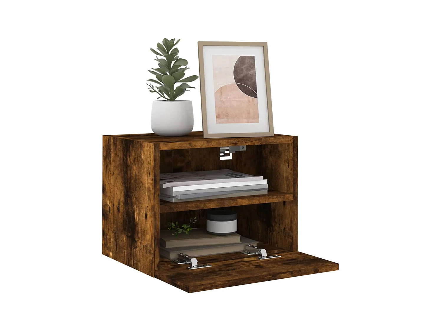 Sil  Meuble TV mural chêne fumé 40x30x30 cm bois d'ingénierie