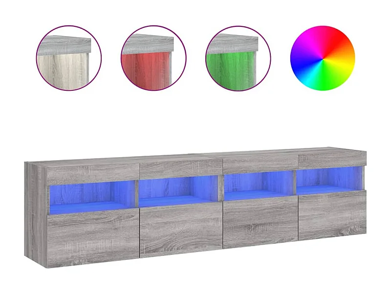 Ølstykke  Meubles TV muraux et lumières LED 2pcs sonoma gris 80x30x40 cm