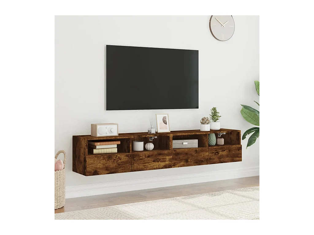 Sil  Tv-wandmeubels 2 st 80x30x30 cm bewerkt hout gerookt eikenkleur