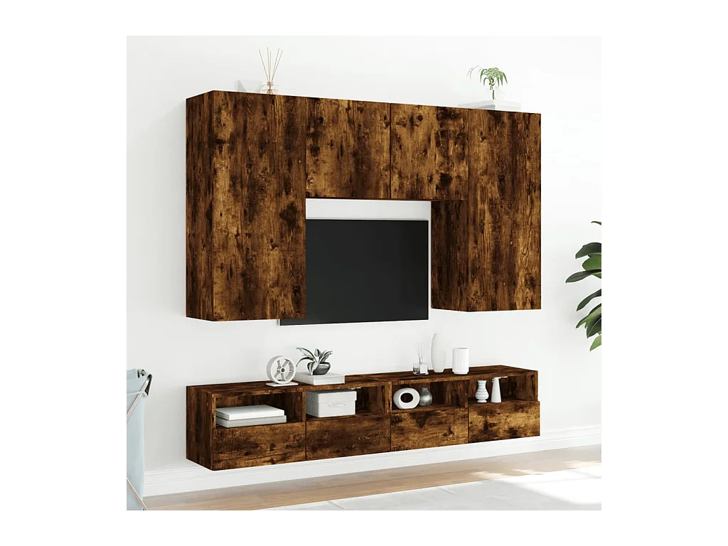 Sil  Tv-wandmeubels 2 st 80x30x30 cm bewerkt hout gerookt eikenkleur