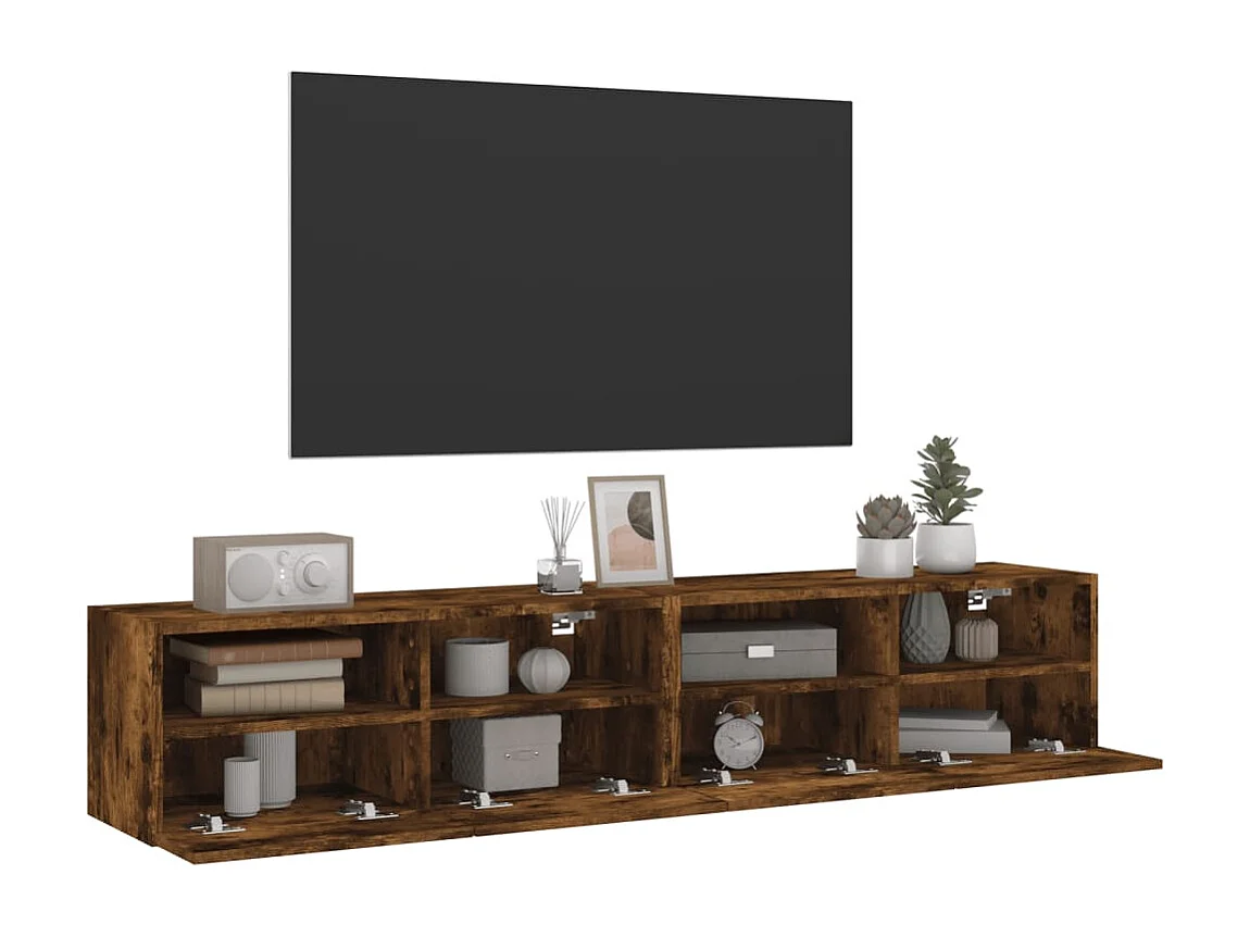 Sil  Tv-wandmeubels 2 st 80x30x30 cm bewerkt hout gerookt eikenkleur