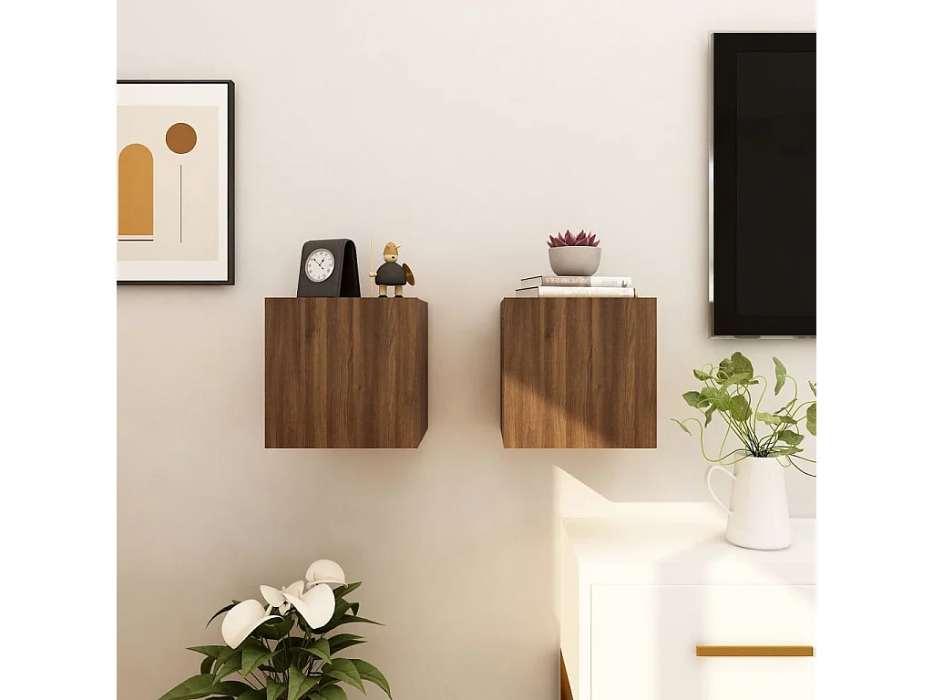 Ahakista  Tv-wandmeubelen 4 st 30,5x30x30 cm bruin eikenkleur