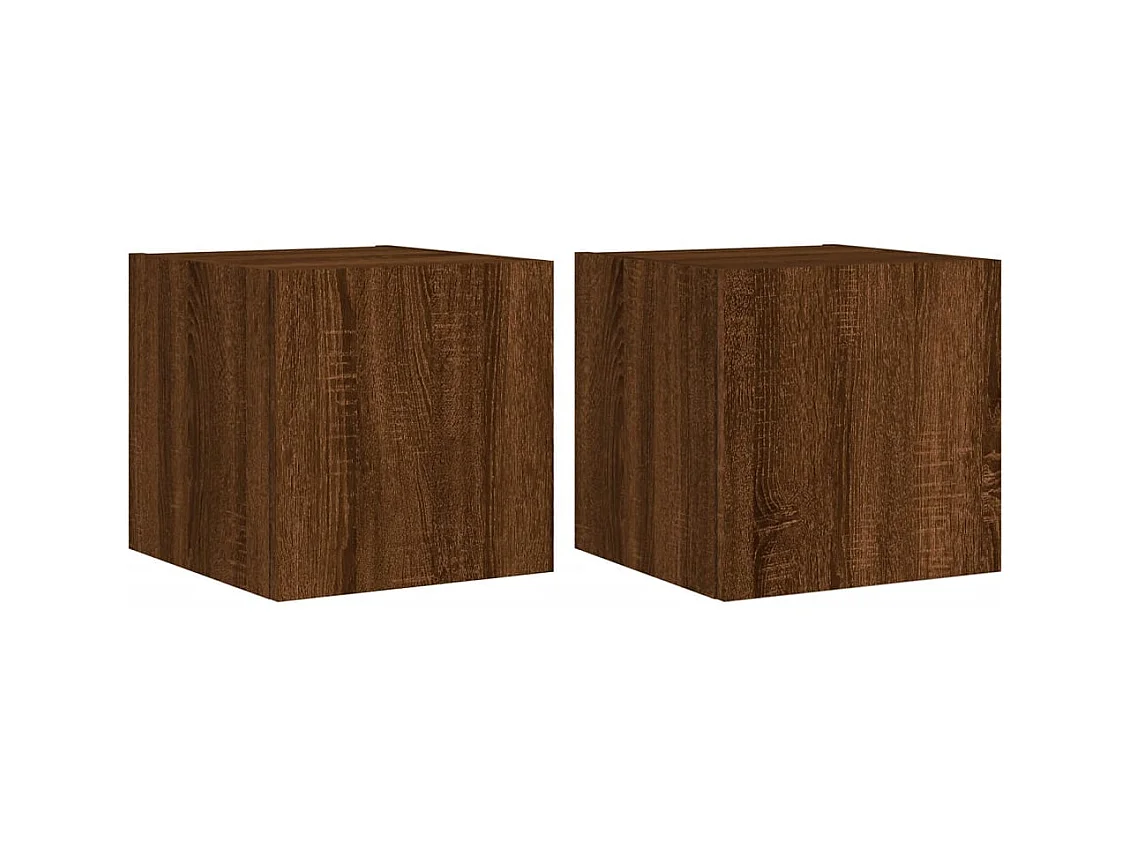 Gerben  Tv-wandmeubelen met LED 2 st 30,5x35x30 cm bruin eikenkleur