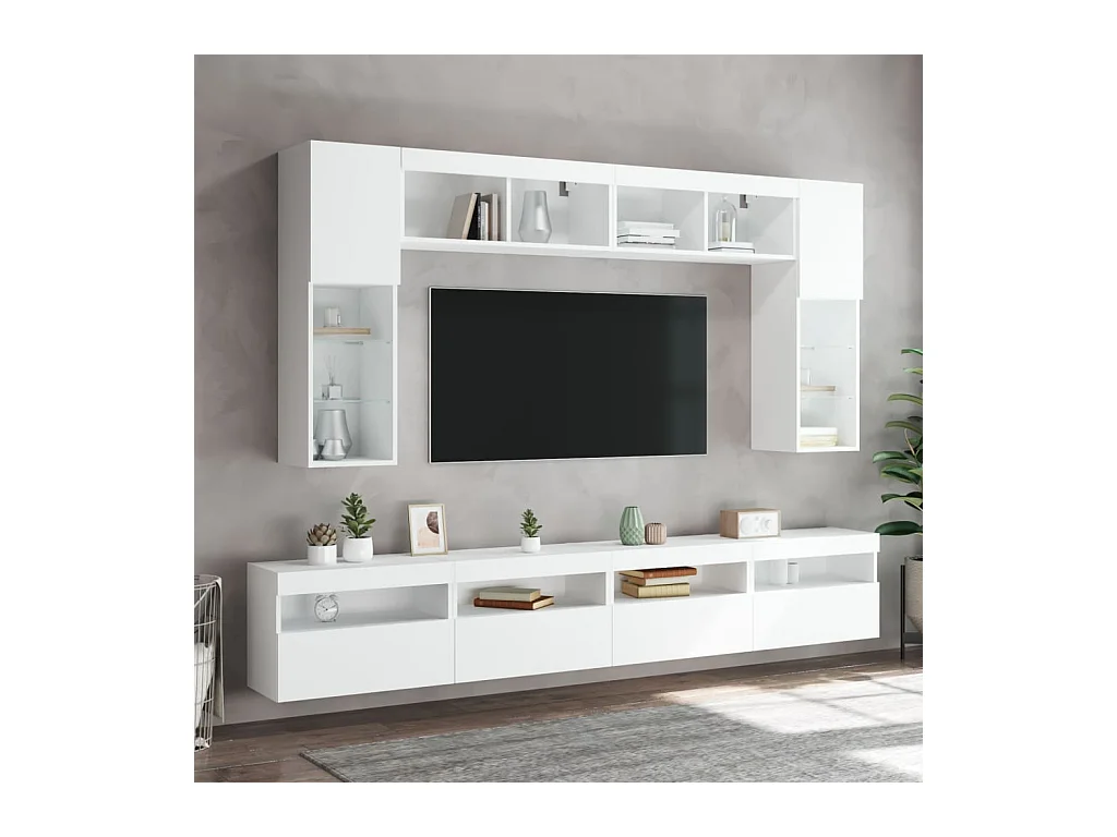 Ølstykke  Tv-wandmeubels met LED-verlichting 2 st 60x30x40 cm wit