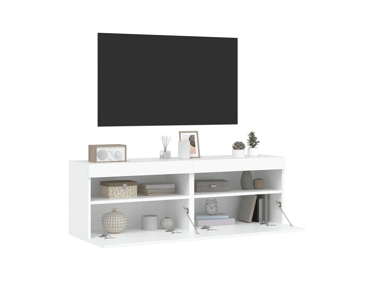 Ølstykke  Tv-wandmeubels met LED-verlichting 2 st 60x30x40 cm wit