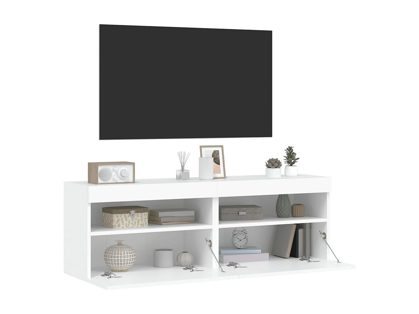 Ølstykke  Tv-wandmeubels met LED-verlichting 2 st 60x30x40 cm wit