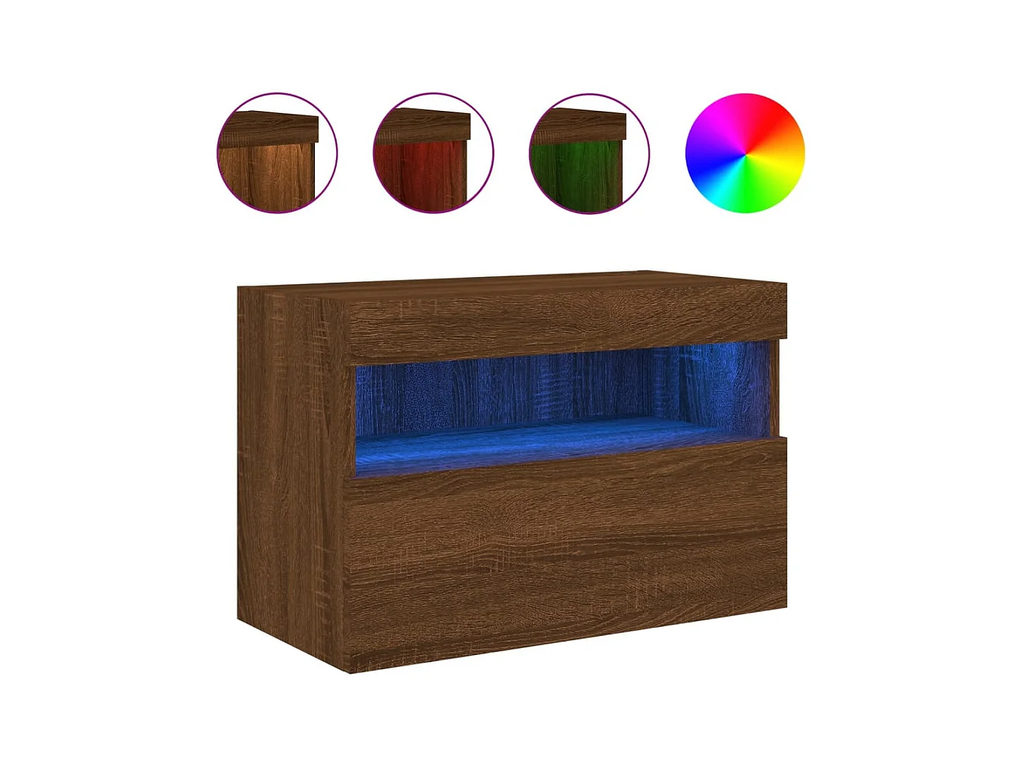 Ølstykke  Meuble TV mural avec lumières LED chêne marron 60x30x40 cm