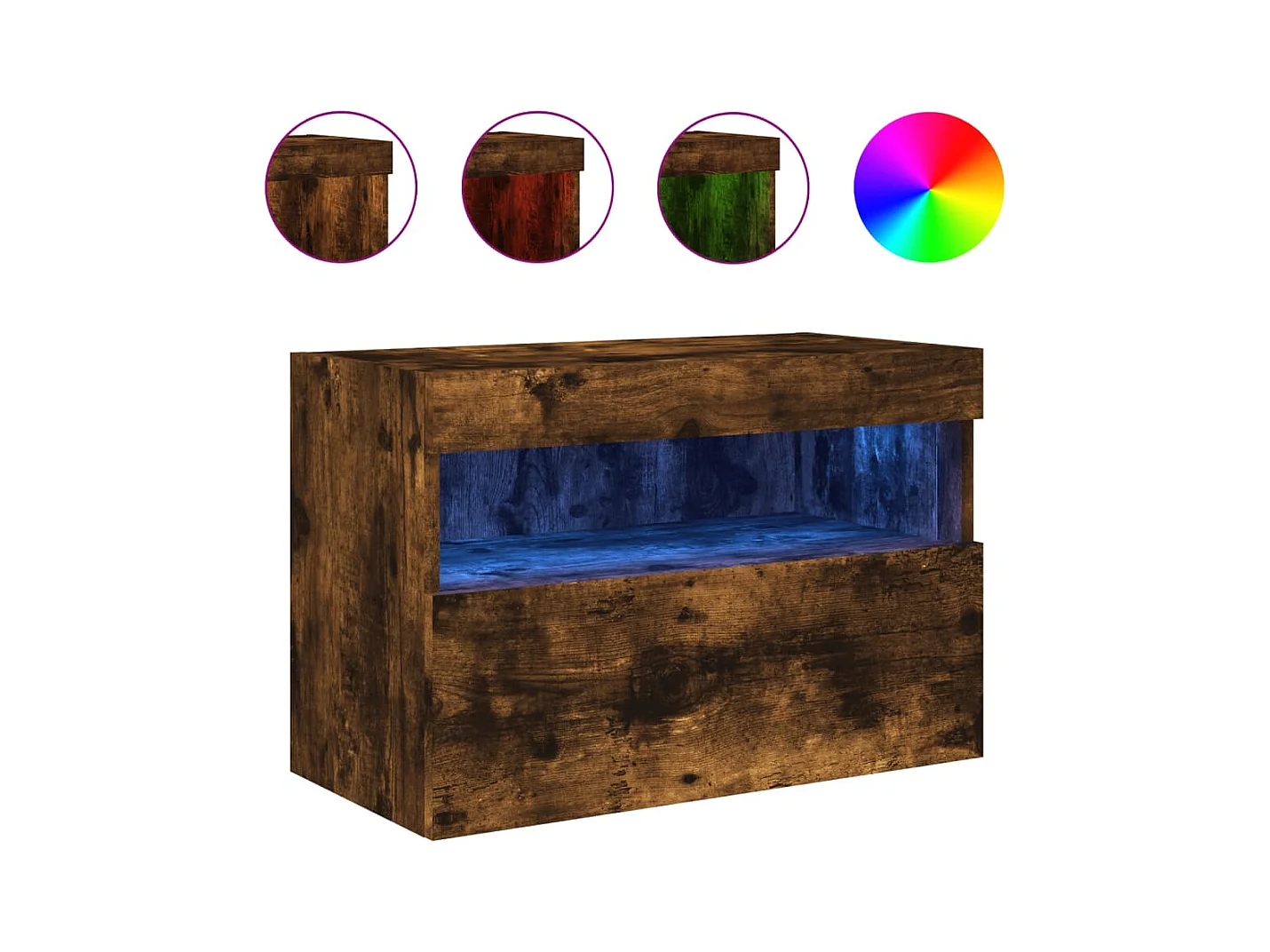 Ølstykke  Tv-wandmeubel met LED-verlichting 60x30x40 cm gerookt eiken