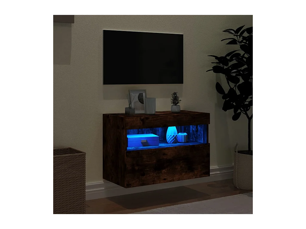 Ølstykke  Tv-wandmeubel met LED-verlichting 60x30x40 cm gerookt eiken
