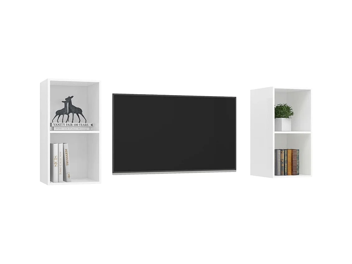 Christianshavn  Meubles TV muraux 2 pcs Blanc Bois d'ingénierie