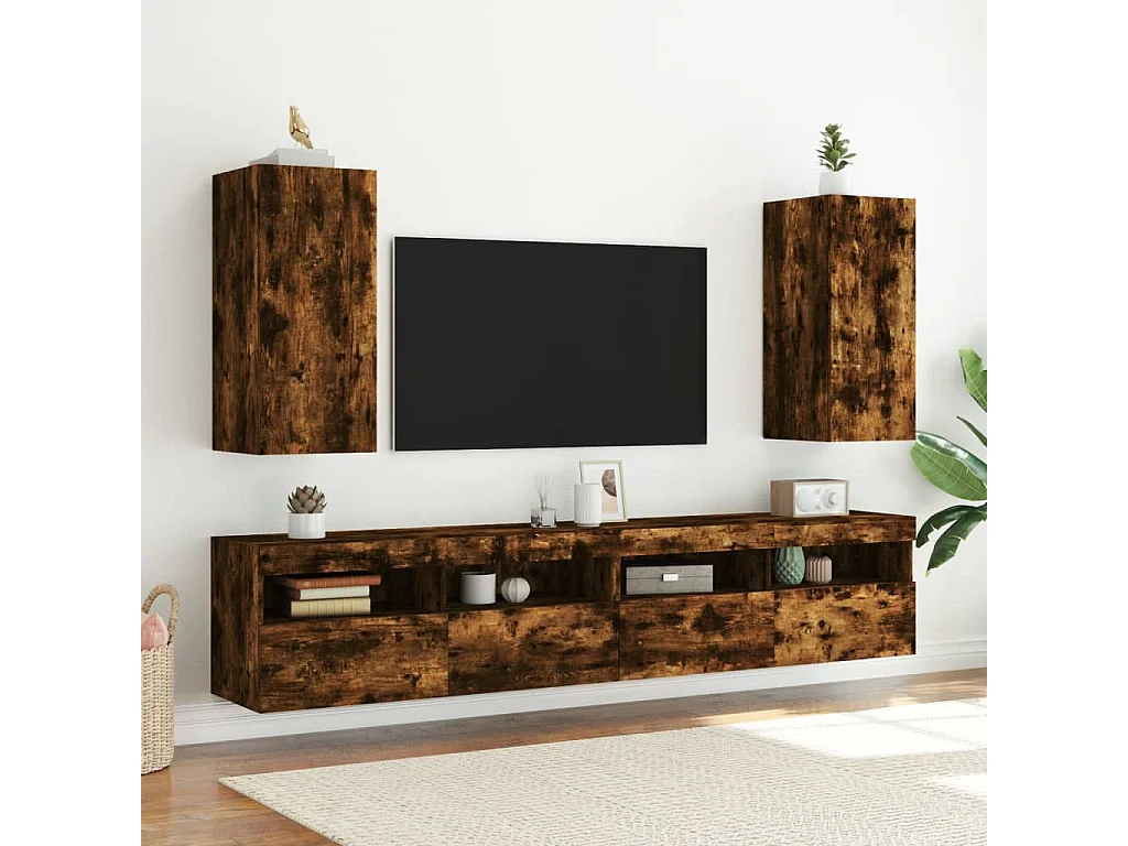 Gerben  Tv-wandmeubel met LED-verlichting 30,5x35x70 cm gerookt eiken
