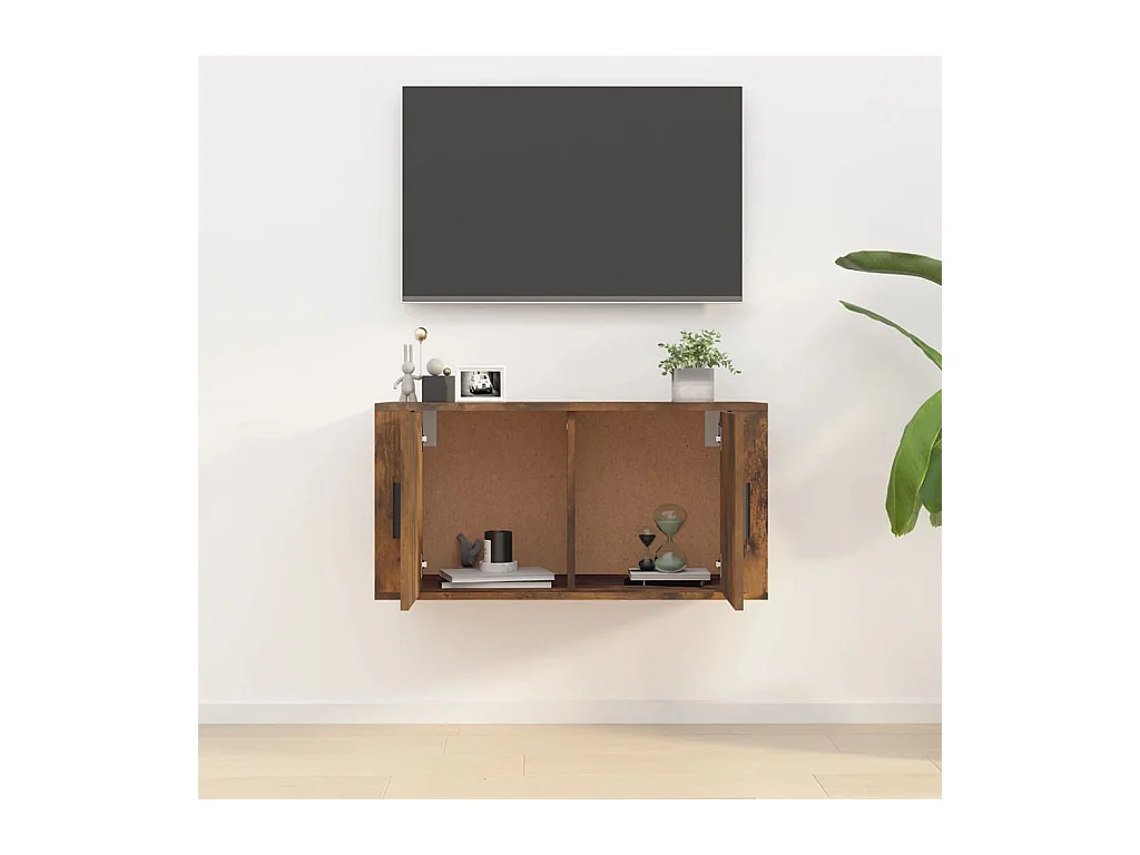 Murk  Meuble TV mural Chêne fumé 80x34,5x40 cm
