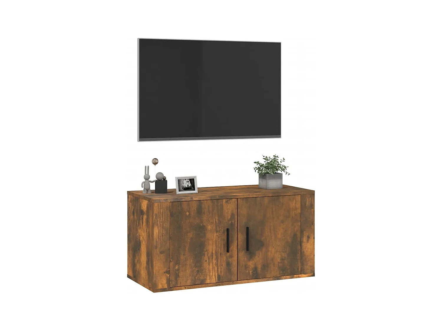 Murk  Meuble TV mural Chêne fumé 80x34,5x40 cm