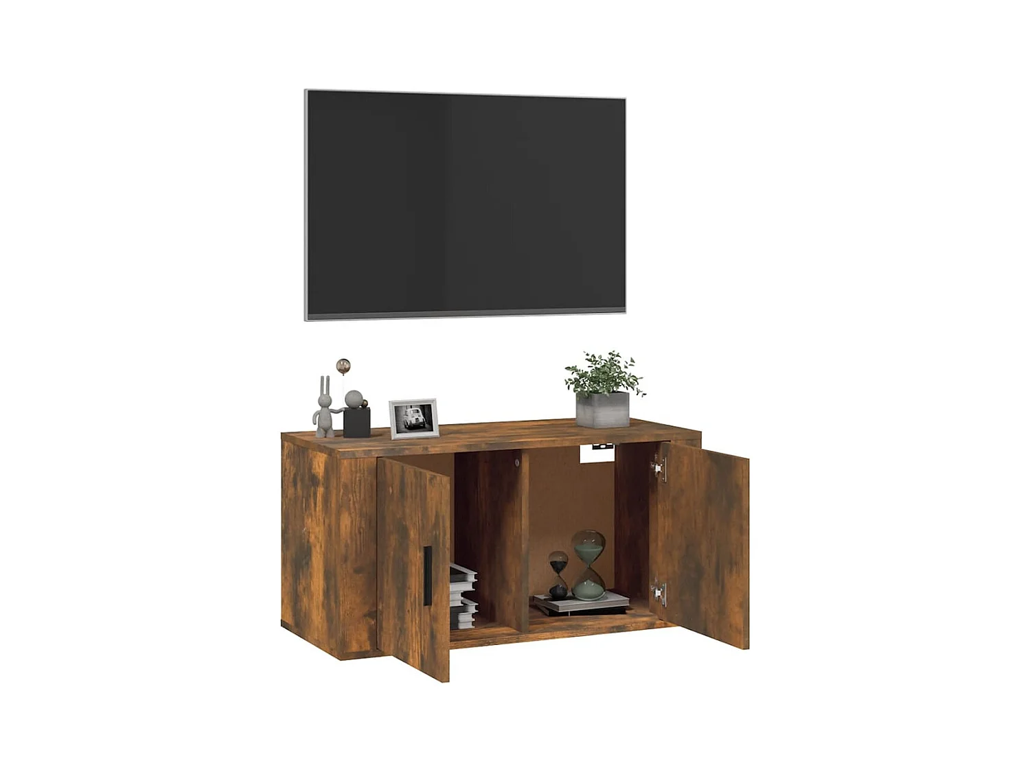 Murk  Meuble TV mural Chêne fumé 80x34,5x40 cm