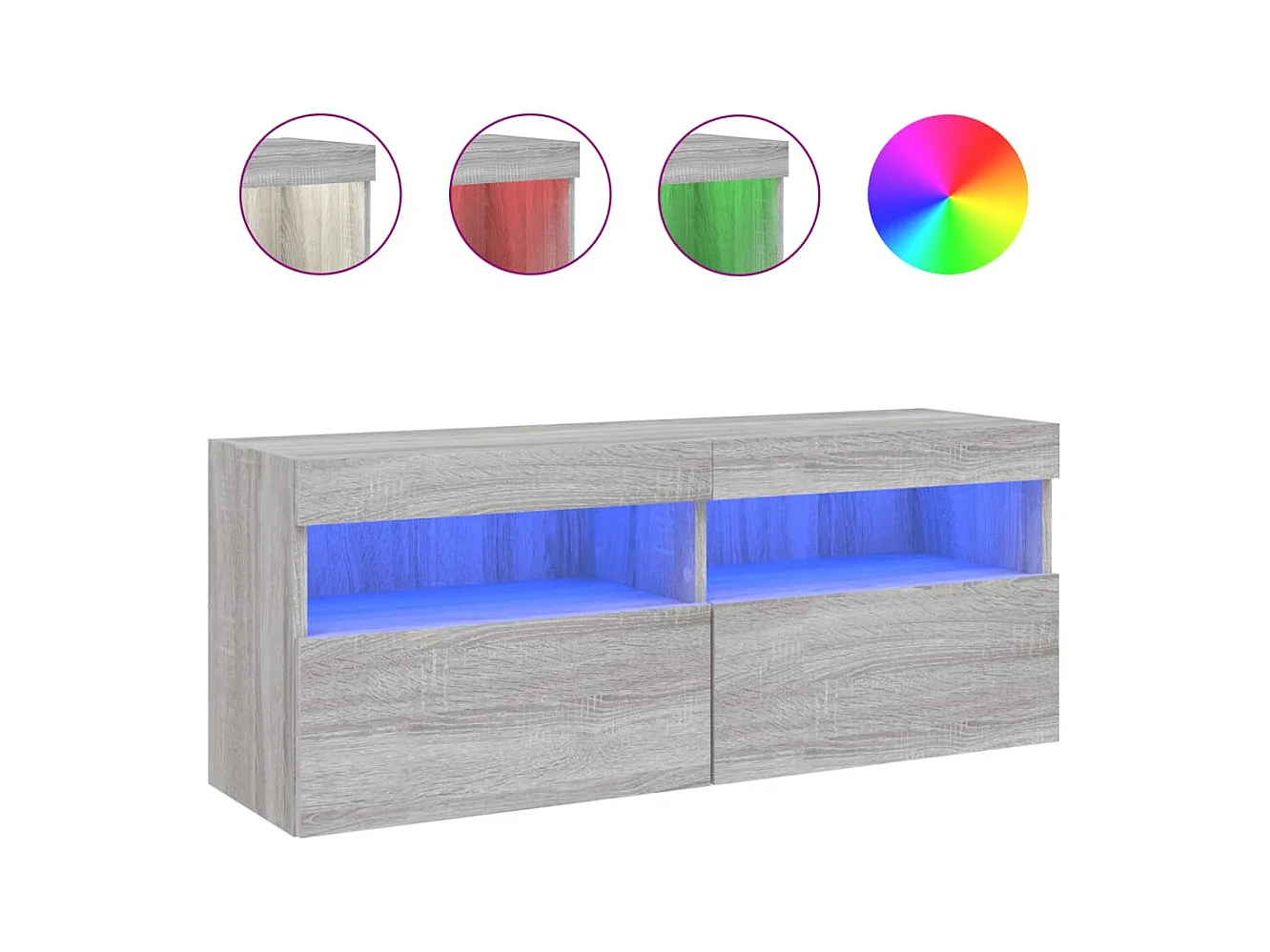 Ølstykke  Meuble TV mural avec lumières LED sonoma gris 100x30x40 cm