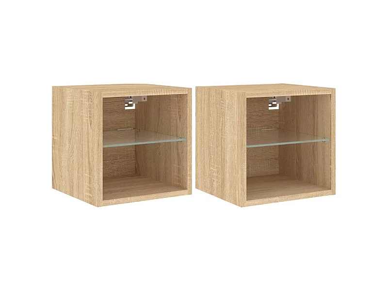 Hans  Tv-wandmeubels met LED 2 st 30x28,5x30 cm sonoma eikenkleurig