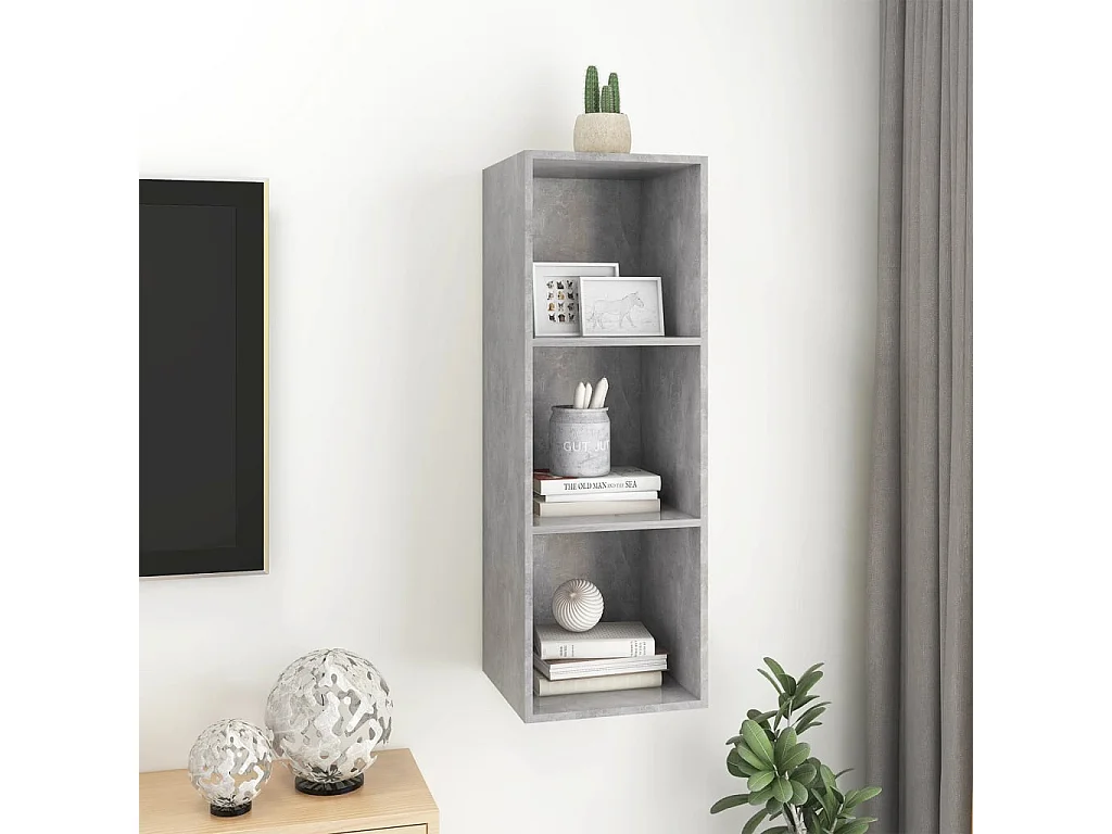 Aymee  Tv-wandmeubel 37x37x107 cm bewerkt hout betongrijs