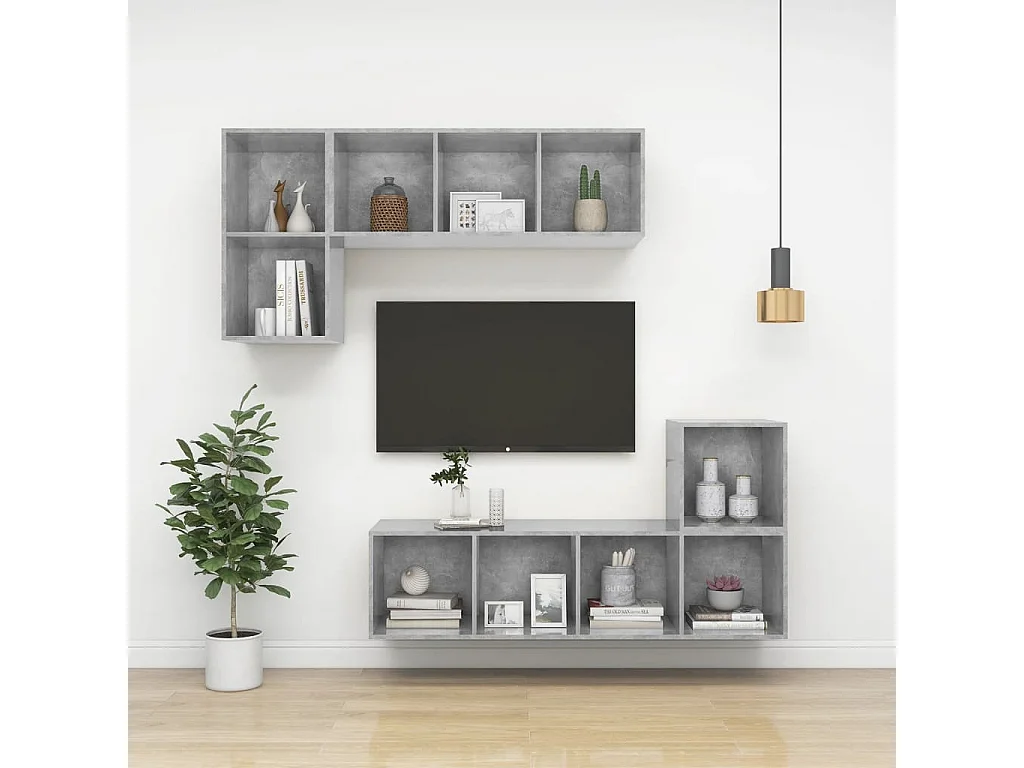 Aymee  Tv-wandmeubel 37x37x107 cm bewerkt hout betongrijs