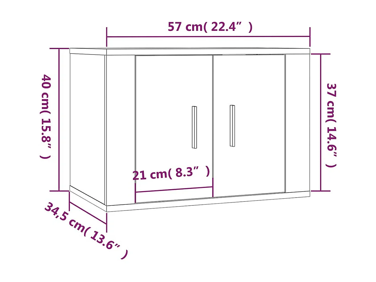 Crofton  Meubles TV muraux 2 pcs chêne marron 57x34,5x40 cm