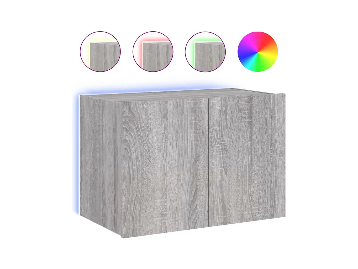 Gerben  Tv-wandmeubel met LED-verlichting 60x35x41 cm grijs sonoma