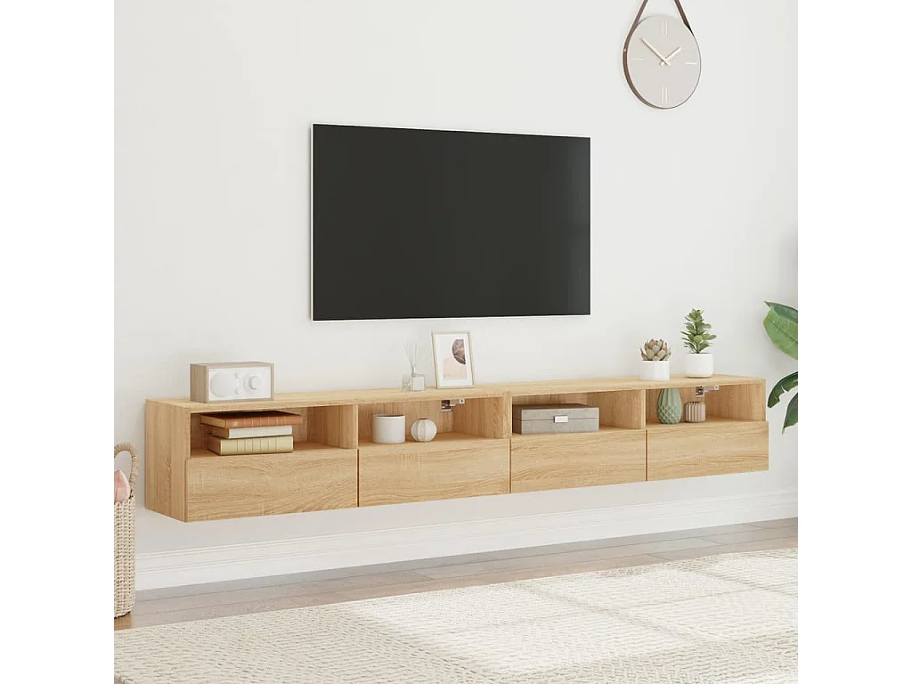 Sil  Meubles TV muraux 2pcs chêne sonoma 100x30x30cm bois ingénierie