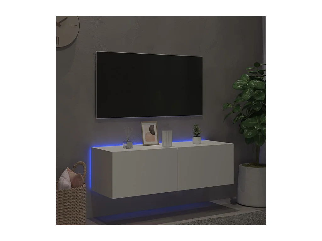 Gerben  Tv-wandmeubel met LED-verlichting 100x35x31 cm wit