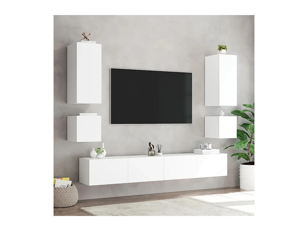 Gerben  Tv-wandmeubel met LED-verlichting 100x35x31 cm wit