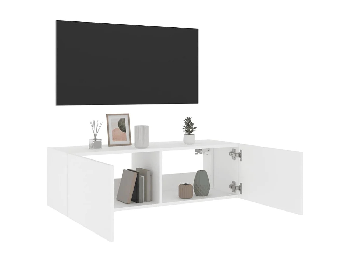 Gerben  Tv-wandmeubel met LED-verlichting 100x35x31 cm wit