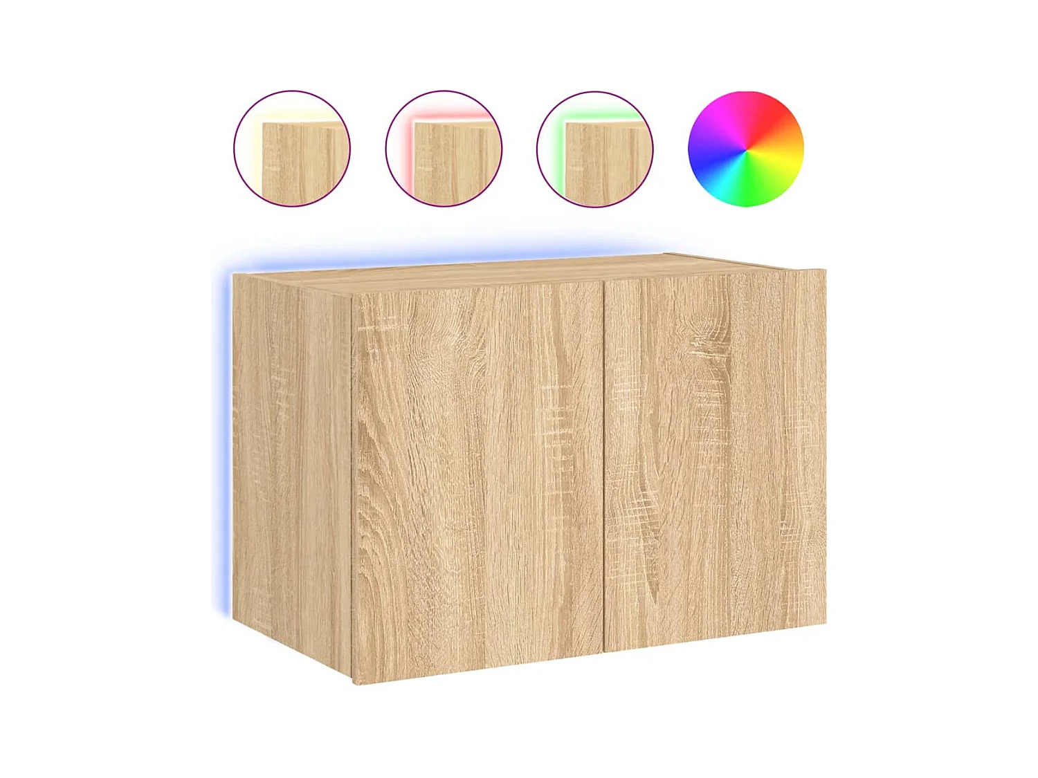 Gerben  Mueble de TV de pared con luces LED roble Sonoma 60x35x41 cm