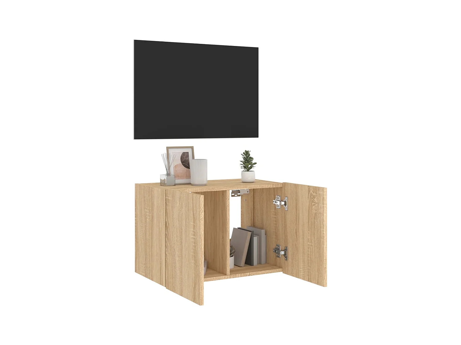 Gerben  Mueble de TV de pared con luces LED roble Sonoma 60x35x41 cm