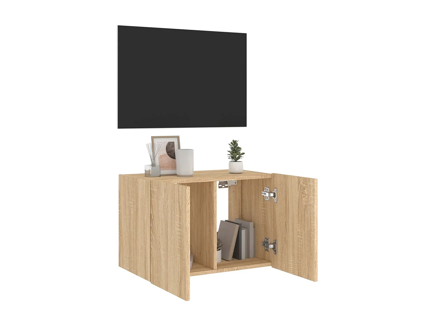 Gerben  Mueble de TV de pared con luces LED roble Sonoma 60x35x41 cm