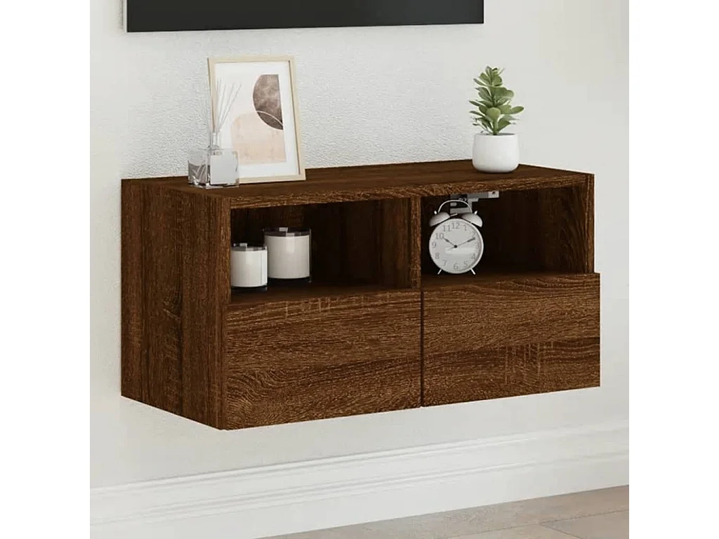 Sil  Meuble TV mural chêne marron 60x30x30 cm bois d'ingénierie