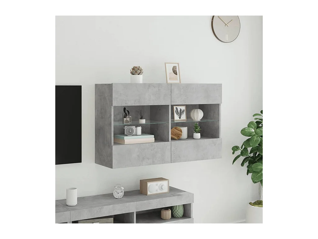 DuBois  Mueble TV de pared con luces LED gris hormigón 98,5x30x60,5 cm