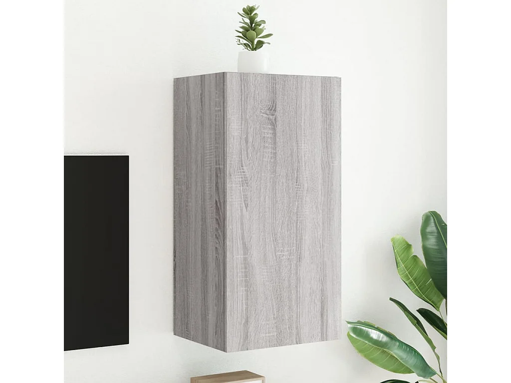 Gerben  Mueble de TV de pared con luces LED gris Sonoma 40,5x35x80 cm