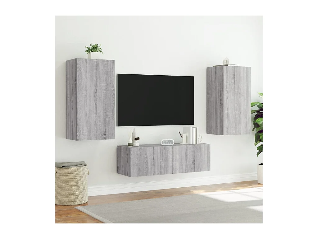 Gerben  Tv-wandmeubel met LED-verlichting 40,5x35x80 cm grijs sonoma