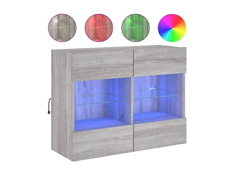 DuBois  Mueble de TV de pared con luces LED gris Sonoma 78,5x30x60,5 cm