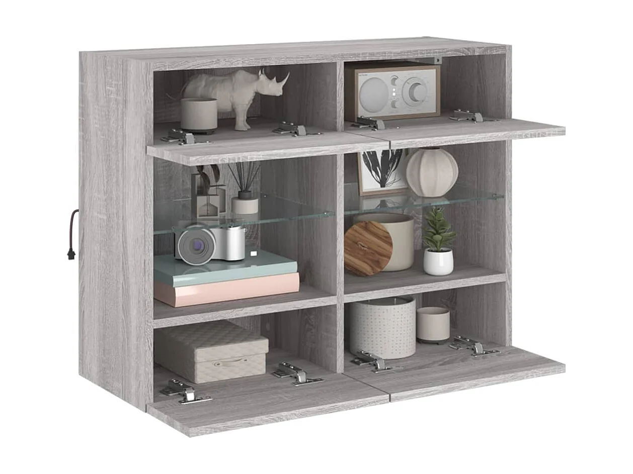 DuBois  Mueble de TV de pared con luces LED gris Sonoma 78,5x30x60,5 cm